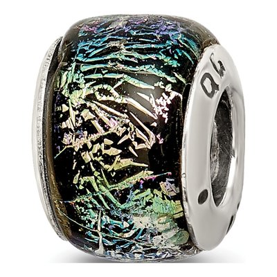 Sterling Silver Rainbow Dichroic Glass Bead