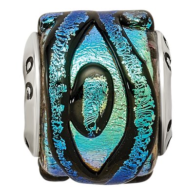 Sterling Silver Green Dichroic Glass Reflection Bead – view 6