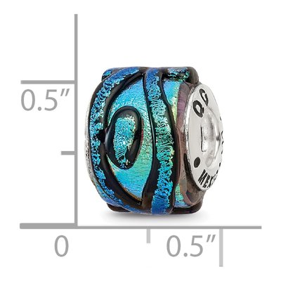 Sterling Silver Green Dichroic Glass Reflection Bead – view 7