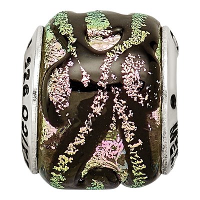 Sterling Silver Pink Dichroic Glass Bead – view 5