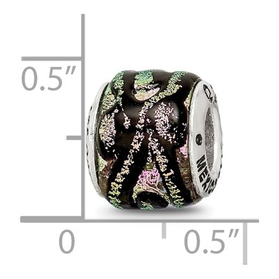 Sterling Silver Pink Dichroic Glass Bead – view 7