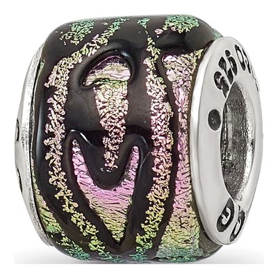Sterling Silver Pink Dichroic Glass Bead – view 8