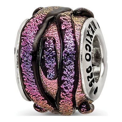 Sterling Silver Purple Dichroic Glass Bead – view 8