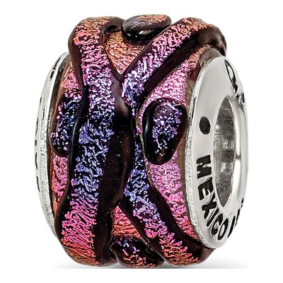 Sterling Silver Purple Dichroic Glass Bead