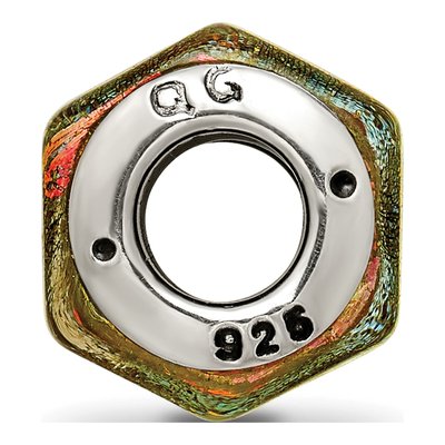 Sterling Silver Orange Dichroic Glass Bead – view 4
