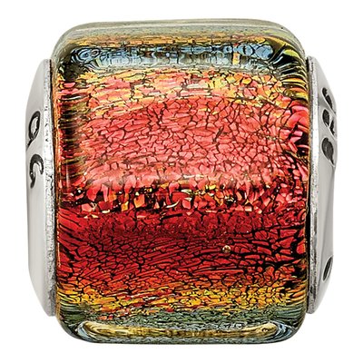 Sterling Silver Orange Dichroic Glass Bead – view 5