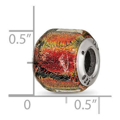 Sterling Silver Orange Dichroic Glass Bead – view 7