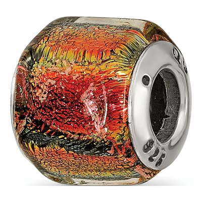 Sterling Silver Orange Dichroic Glass Bead