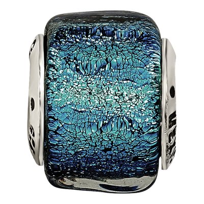 Sterling Silver Blue Dichroic Glass Bead – view 6