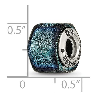 Sterling Silver Blue Dichroic Glass Bead – view 7