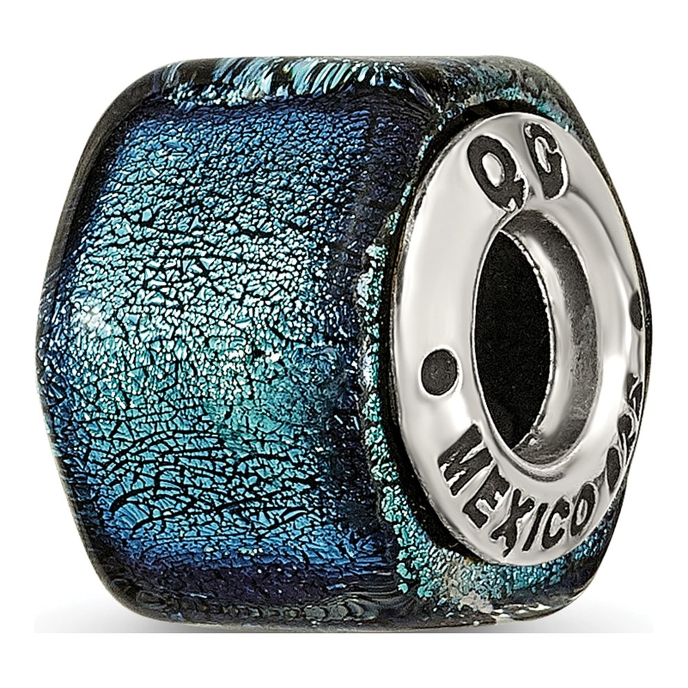 Sterling Silver Blue Dichroic Glass Bead