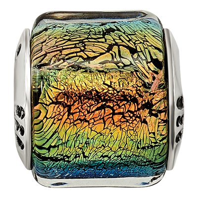 Sterling Silver Rainbow Dichroic Glass Bead – view 5