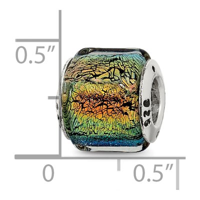 Sterling Silver Rainbow Dichroic Glass Bead – view 7
