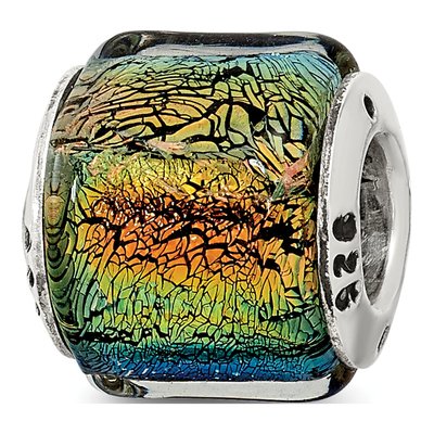 Sterling Silver Rainbow Dichroic Glass Bead