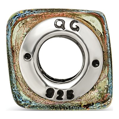 Sterling Silver Orange Dichroic Glass Bead – view 4
