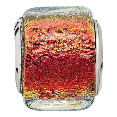 Sterling Silver Orange Dichroic Glass Bead – view 5