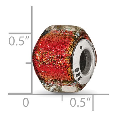 Sterling Silver Orange Dichroic Glass Bead – view 7