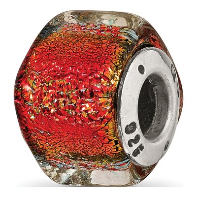Sterling Silver Orange Dichroic Glass Bead