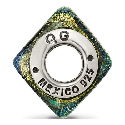 Sterling Silver Dichroic Glass Square Bead – view 4