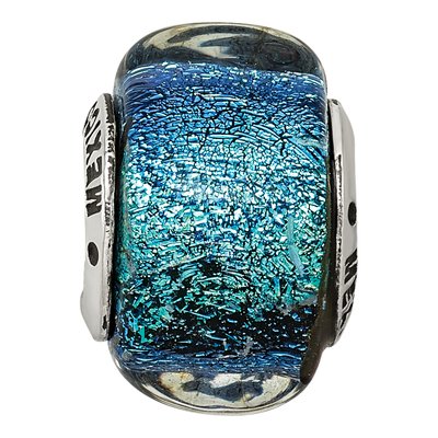 Sterling Silver Blue Dichroic Glass Square Bead – view 5