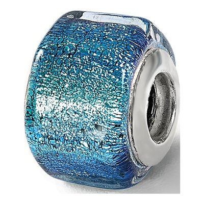 Sterling Silver Blue Dichroic Glass Square Bead – view 8