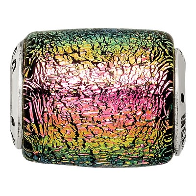 Sterling Silver Purple Dichroic Glass Barrel Bead – view 5