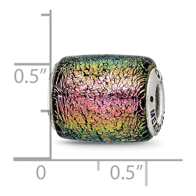 Sterling Silver Purple Dichroic Glass Barrel Bead – view 7