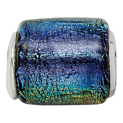 Sterling Silver Rainbow Dichroic Glass Barrel Bead – view 5