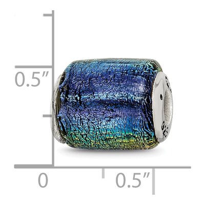 Sterling Silver Rainbow Dichroic Glass Barrel Bead – view 7