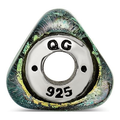 Sterling Silver Dichroic Glass Triangle Bead – view 4