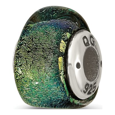 Sterling Silver Dichroic Glass Triangle Bead