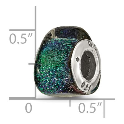 Sterling Silver Green Dichroic Glass Triangle Bead – view 7