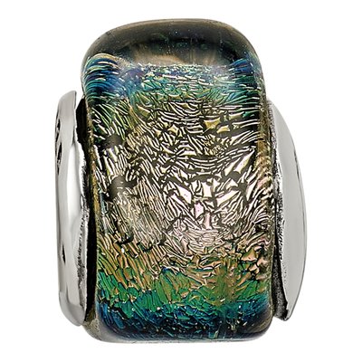 Sterling Silver Rainbow Dichroic Glass Bead – view 6