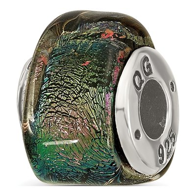 Sterling Silver Rainbow Dichroic Glass Bead