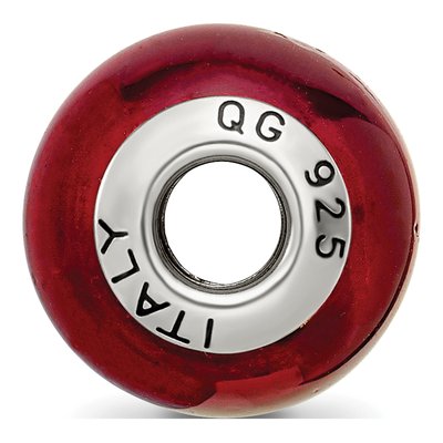 Sterling Silver Red Black Murano Glass Bead – view 4