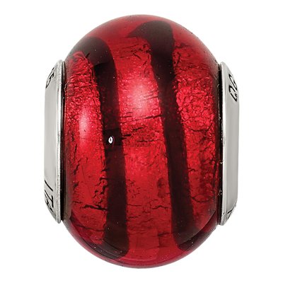 Sterling Silver Red Black Murano Glass Bead – view 5