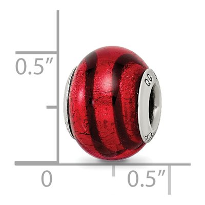 Sterling Silver Red Black Murano Glass Bead – view 7
