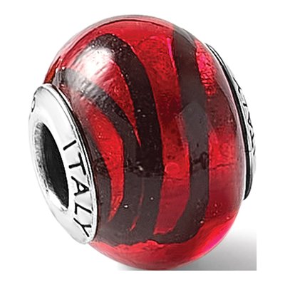 Sterling Silver Red Black Murano Glass Bead – view 8