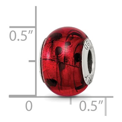 Sterling Silver Red Black Murano Bead – view 6