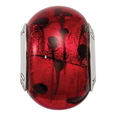 Sterling Silver Red Black Murano Bead – view 7