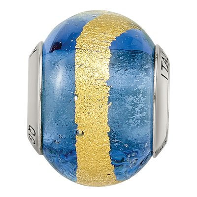 Sterling Silver Blue Murano Glass Bead – view 6
