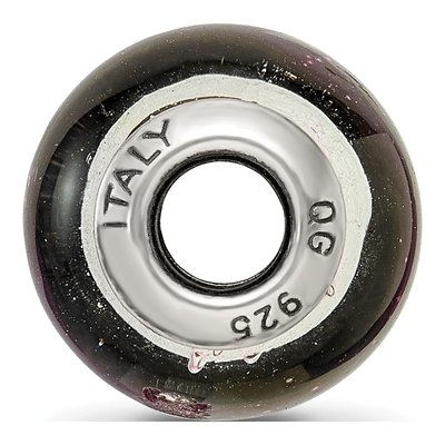 Sterling Silver Pink Black Murano Glass Bead – view 4