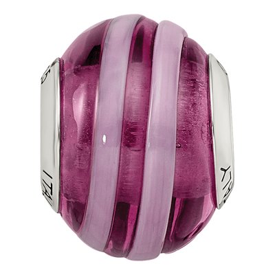 Sterling Silver Purple Pink Murano Glass Bead – view 5