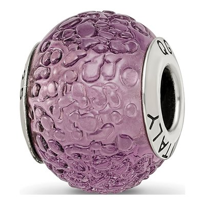 Sterling Silver Purple Murano Glass Bead