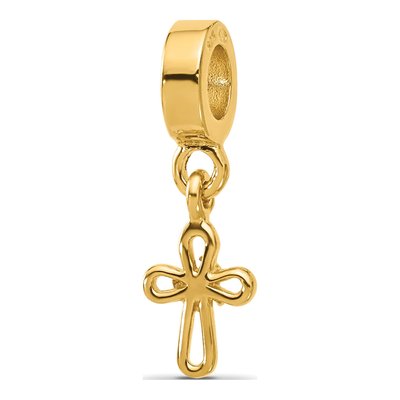 Gold-Plated Sterling Silver Dove Cross Dangle Bead – view 5