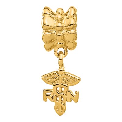 Gold-Plated Sterling Silver RN Nurse Dangle Bead – view 4