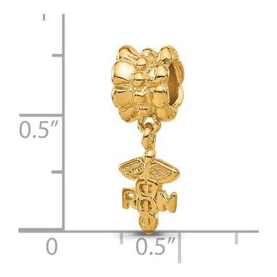 Gold-Plated Sterling Silver RN Nurse Dangle Bead – view 7