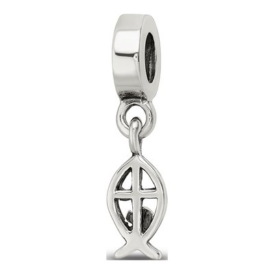 Sterling Silver Ichthus Dangle Bead – view 7