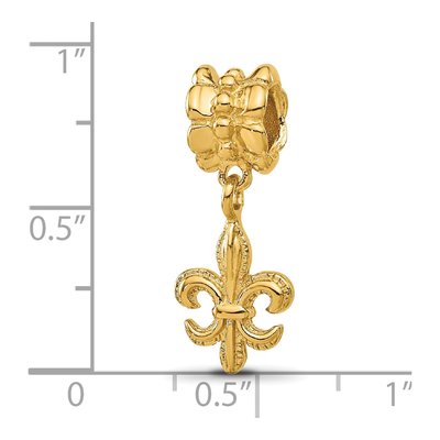 Gold-Plated Sterling Silver Fleur de Lis Dangle Bead – view 6