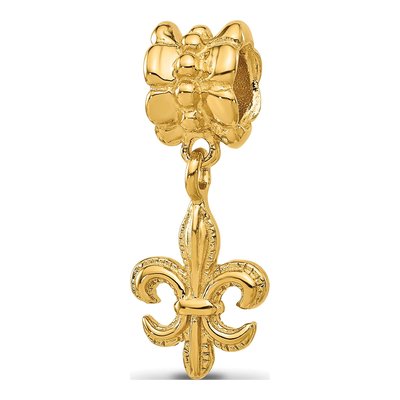 Gold-Plated Sterling Silver Fleur de Lis Dangle Bead
